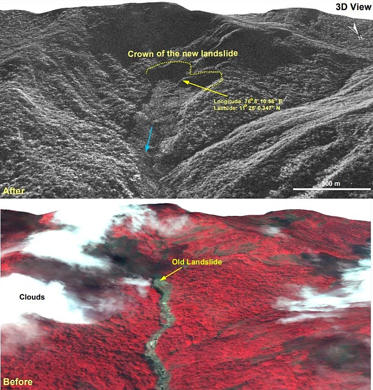 National Remote Sensing Centre (NSRC) showed the impact of the Wayanad landslides in which over 200 people have lost their lives - nrsc.gov.in